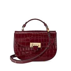 Letterbox Saddle Bag in Deep Shine Bordeaux Croc