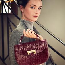 Letterbox Saddle Bag in Deep Shine Bordeaux Croc