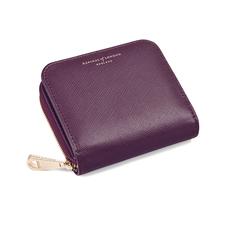 Mini Continental Zipped Coin Purse in Grape Saffiano