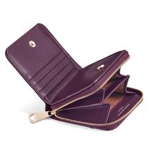 Mini Continental Zipped Coin Purse in Grape Saffiano
