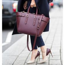 Midi Marylebone Tech Tote in Burgundy Saffiano