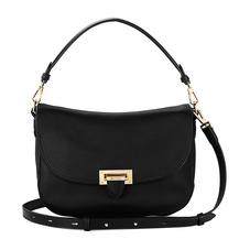 Slouchy Saddle Bag in Black Pebble