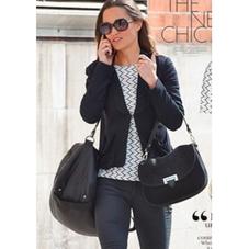 Slouchy Saddle Bag in Black Pebble