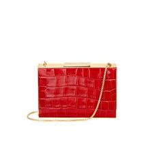 Scarlett Box Clutch in Deep Shine Red Croc