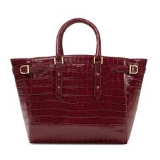 Large Marylebone Tech Tote in Deep Shine Bordeaux Croc