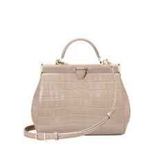 Small Florence Frame Bag in Deep Shine Soft Taupe Croc