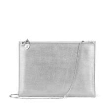 Soho Double Sided Clutch in Silver Saffiano & Smooth Alabaster White