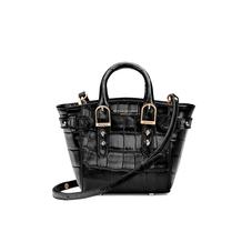 Micro Marylebone Tote in Deep Shine Black Croc