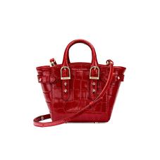Micro Marylebone Tote in Deep Shine Red Croc