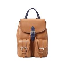 Small Oxford Backpack in Smooth Natural Tan & Navy
