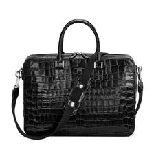 Small Mount Street Bag in Deep Shine Black Croc