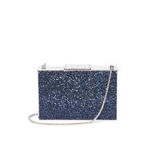 Scarlett Box Clutch in Midnight Blue & Silver Shooting Star Glitter