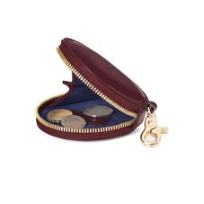 Round Coin Purse with Keyring in Deep Shine Cherry Patent