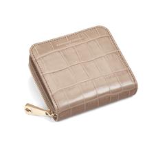 Mini Continental Zipped Coin Purse in Deep Shine Soft Taupe Croc