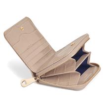 Mini Continental Zipped Coin Purse in Deep Shine Soft Taupe Croc