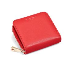 Mini Continental Zipped Coin Purse in Dahlia Saffiano