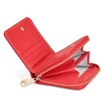 Mini Continental Zipped Coin Purse in Dahlia Saffiano