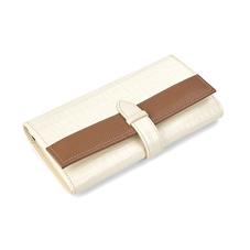 London Ladies Purse Wallet in Deep Shine Ivory Small Croc & Camel Lizard