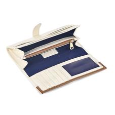 London Ladies Purse Wallet in Deep Shine Ivory Small Croc & Camel Lizard