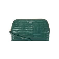 Small Essential Cosmetic Case in Sage Small Croc