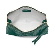 Large Essential Cosmetic Case in Deep Shine Sage Small Croc