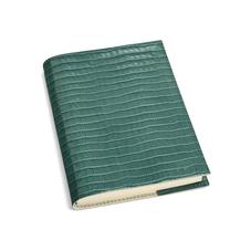 A5 Refillable Leather Journal in Deep Shine Sage Small Croc