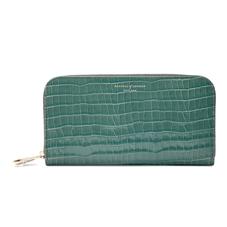 Continental Clutch Zip Wallet in Deep Shine Sage Small Croc