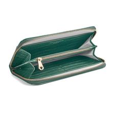 Continental Clutch Zip Wallet in Deep Shine Sage Small Croc