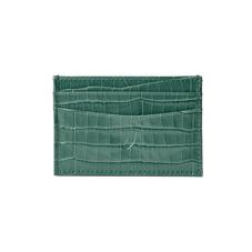 Slim Credit Card Case in Deep Shine Sage Small Croc