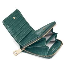 Mini Continental Zipped Coin Purse in Deep Shine Sage Small Croc