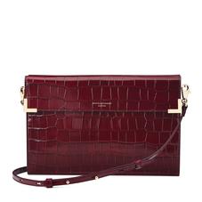 Editor's Clutch in Deep Shine Bordeaux Croc
