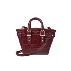 Micro Marylebone Tote in Deep Shine Bordeaux Croc