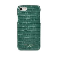 iPhone 7/8 Leather Cover in Deep Shine Sage Small Croc