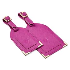 Set of 2 Luggage Tags in Orchid Saffiano