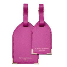 Set of 2 Luggage Tags in Orchid Saffiano