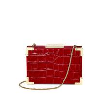 Scarlett Box Clutch in Deep Shine Red Croc