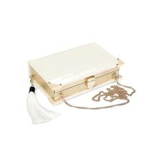Book Clutch in Deep Shine Ivory Small Croc