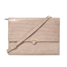 City Document Case in Deep Shine Soft Taupe Croc