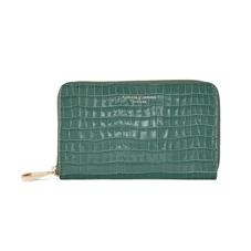 Midi Continental Clutch Zip Wallet in Deep Shine Sage Small Croc