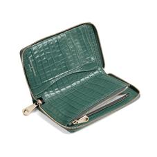 Midi Continental Clutch Zip Wallet in Deep Shine Sage Small Croc