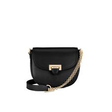 Portobello Bag with Chain in Black Pebble