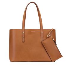 Regent Tote in Smooth Natural Tan & Cream Suede