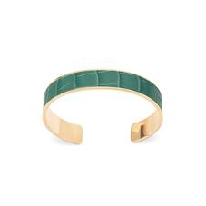 Cleopatra Skinny Cuff Bracelet in Deep Shine Sage Small Croc