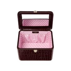 Aspinal Vanity Case in Deep Shine Amazon Brown Croc