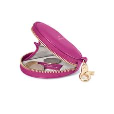 Round Coin Purse with Keyring in Orchid Saffiano