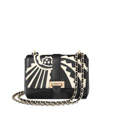 Small Lottie Bag in Ivory Deco Applique & Smooth Black