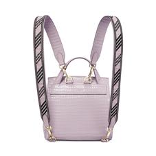Soho Backpack in Deep Shine Lilac Small Croc with Deco Embroidered Strap