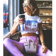 Micro Marylebone Tote in Deep Shine Lilac Small Croc