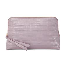 Large Essential Cosmetic Case in Deep Shine Lilac Small Croc