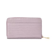 Midi Continental Clutch Zip Wallet in Deep Shine Lilac Small Croc